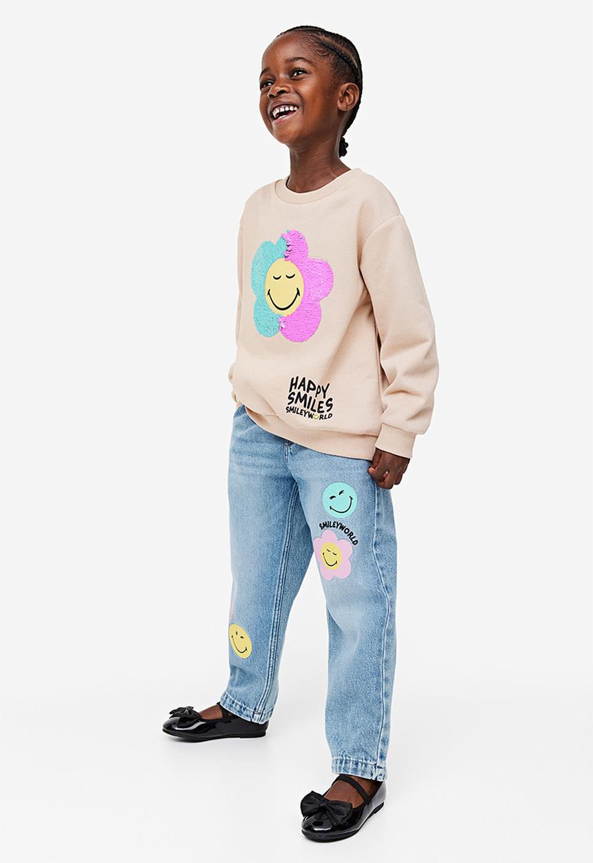 H&M - Printed sweatshirt - light beige smileyworld®