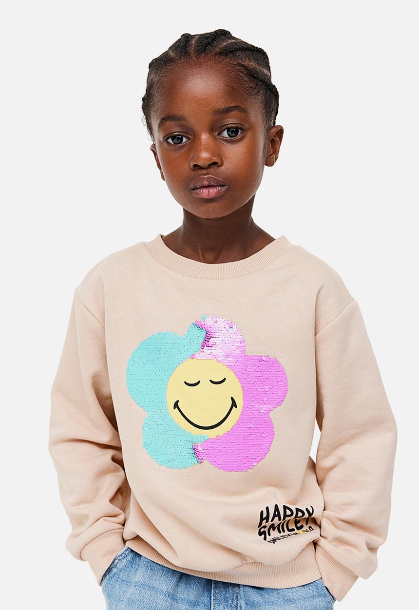 H&M - Printed sweatshirt - light beige smileyworld®
