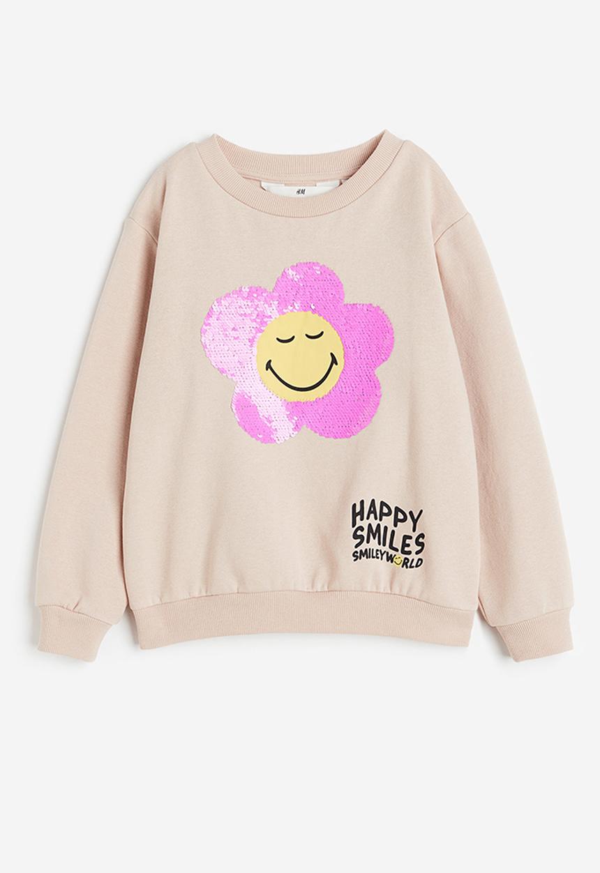 H&M - Printed sweatshirt - light beige smileyworld®
