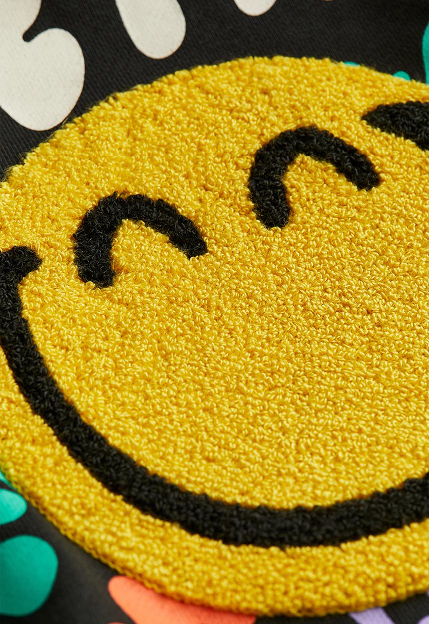 H&M - Oversized motif-detail sweatshirt - black smileyworld®