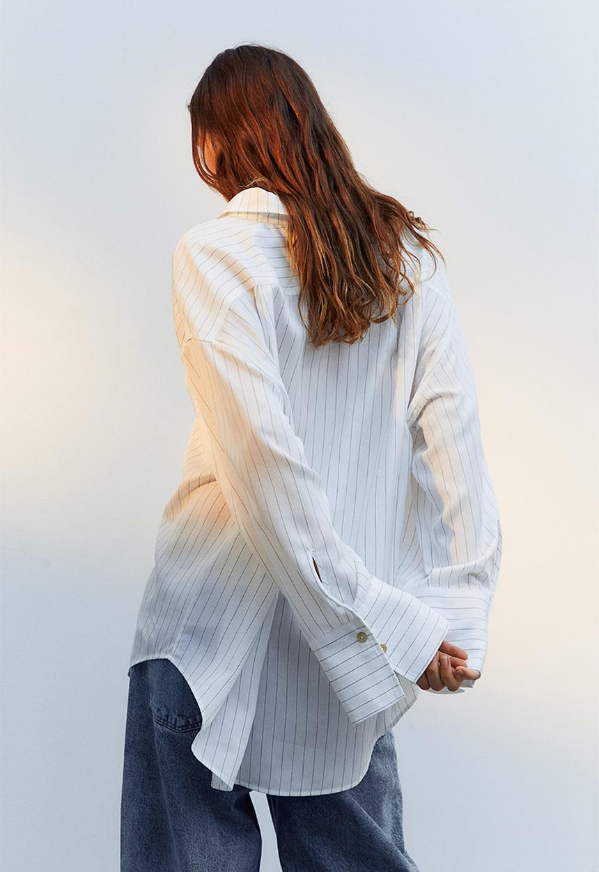 H&M - Oversized shirt - white, multi