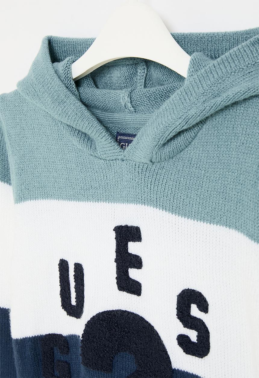 GUESS - Colorblock hooded sweater - blue white combo