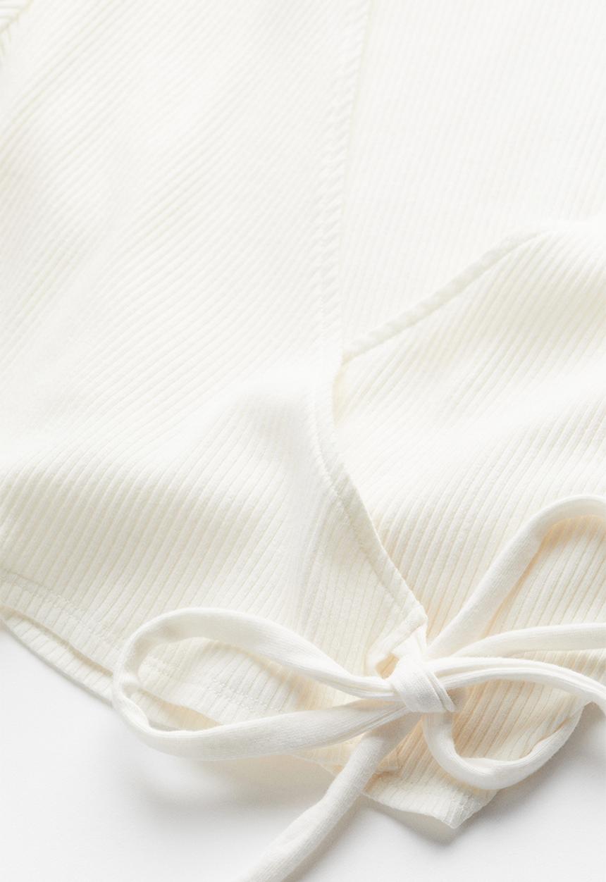 H&M - Wrapover ribbed top - white