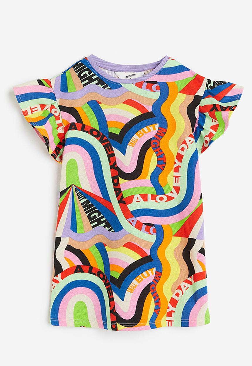 H&M - Patterned sweatshirt dress - lilac lakwena