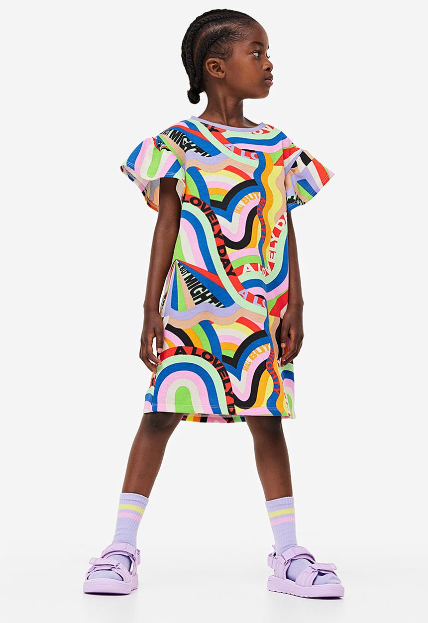 H&M - Patterned sweatshirt dress - lilac lakwena