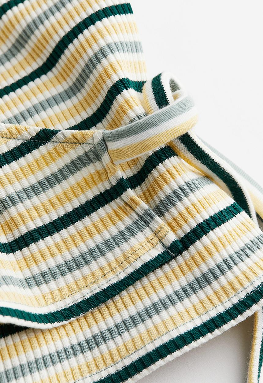 H&M - Wrapover ribbed top - Yellow/Striped