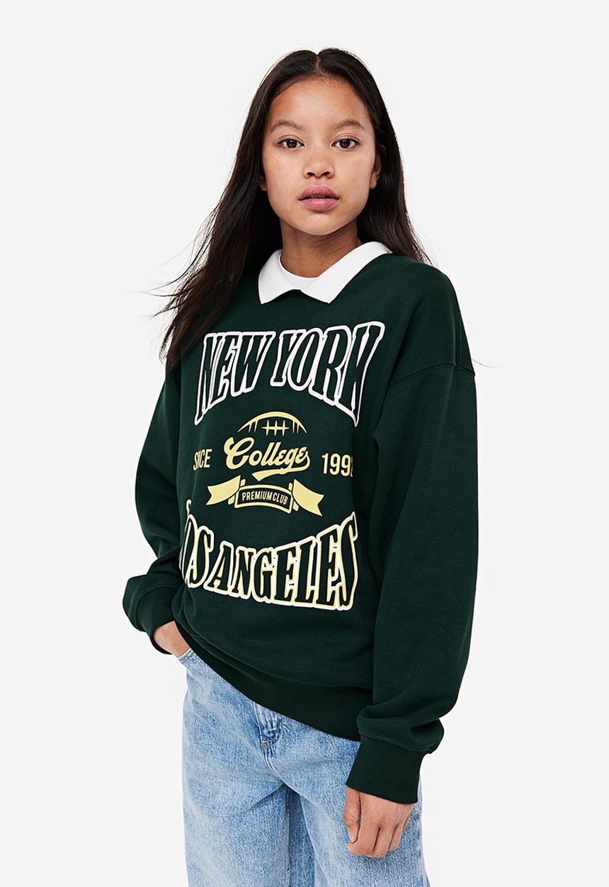 H&M - Oversized sweatshirt - dark green new york