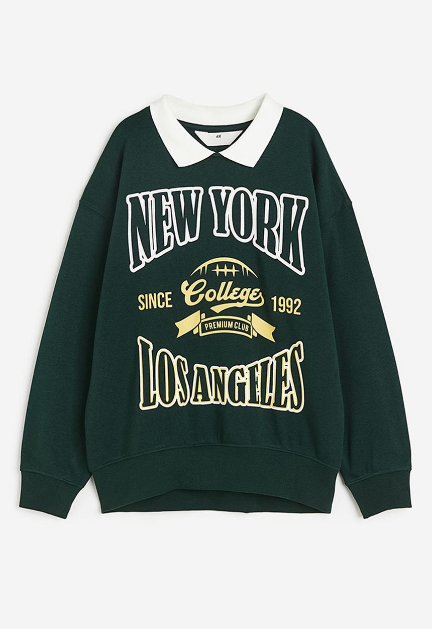 H&M - Oversized sweatshirt - dark green new york