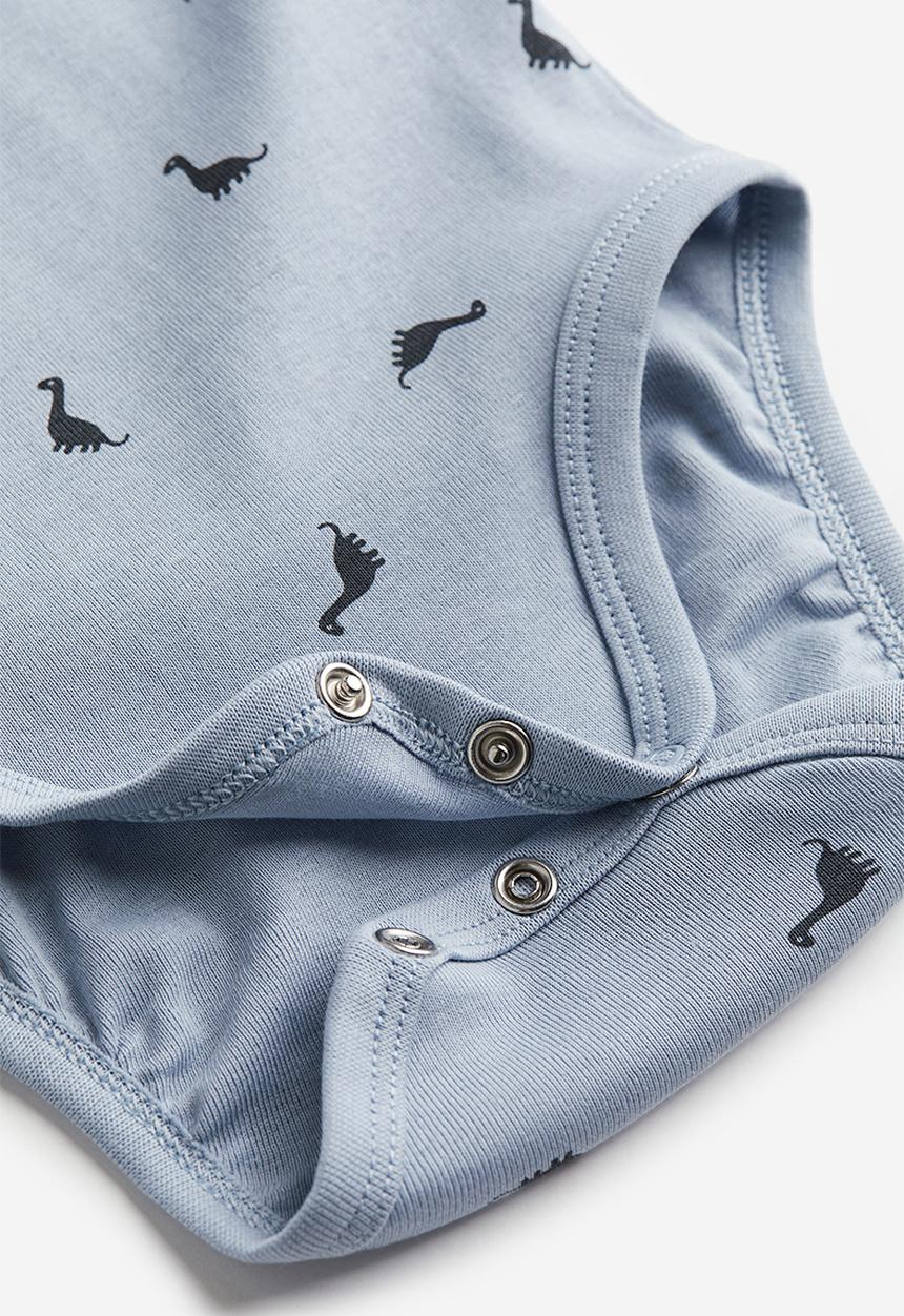 H&M - 2-pack long-sleeved bodysuits - blue & grey