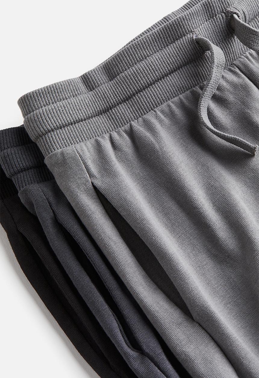 H&M - 3-pack joggers - grey & black