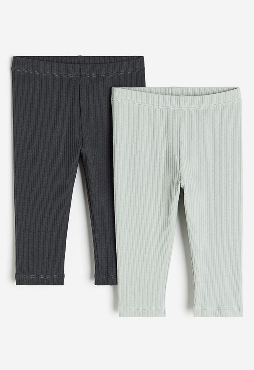 H&M - 2-pack leggings - green & grey