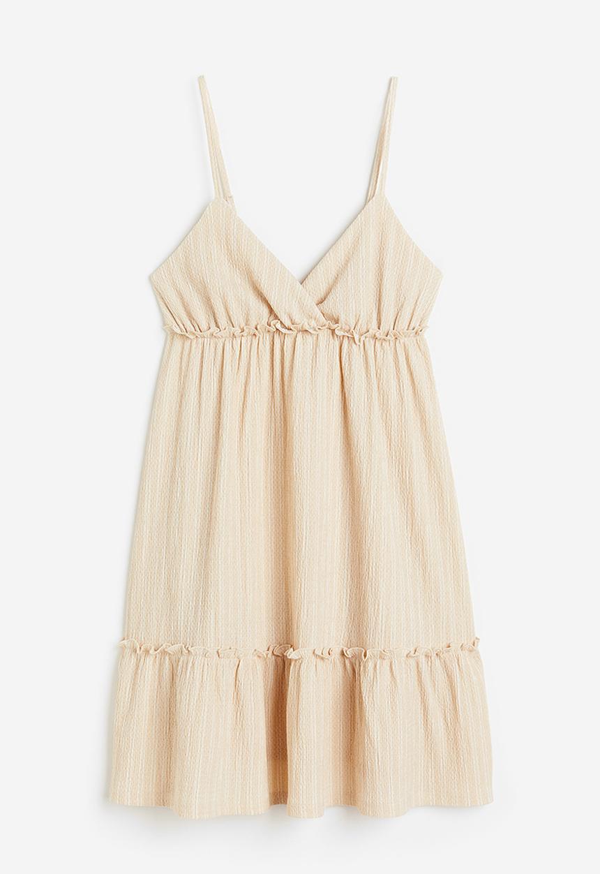 H&M - Frill-trimmed crêpe dress - beige
