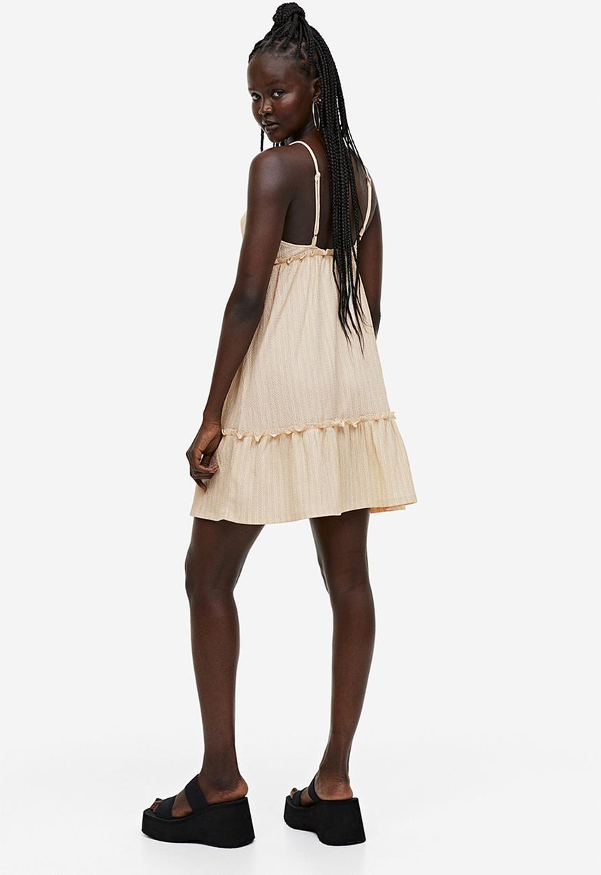 H&M - Frill-trimmed crêpe dress - beige