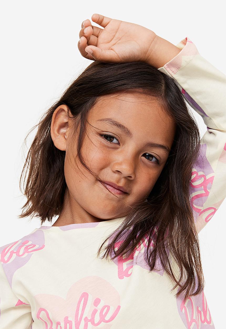 H&M - 2-pack long-sleeved jersey tops - pink & white multi