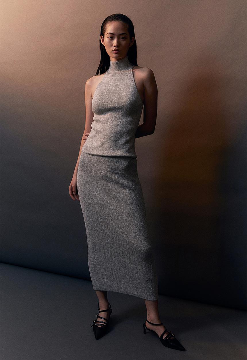 H&M - Glittery turtleneck top - silver