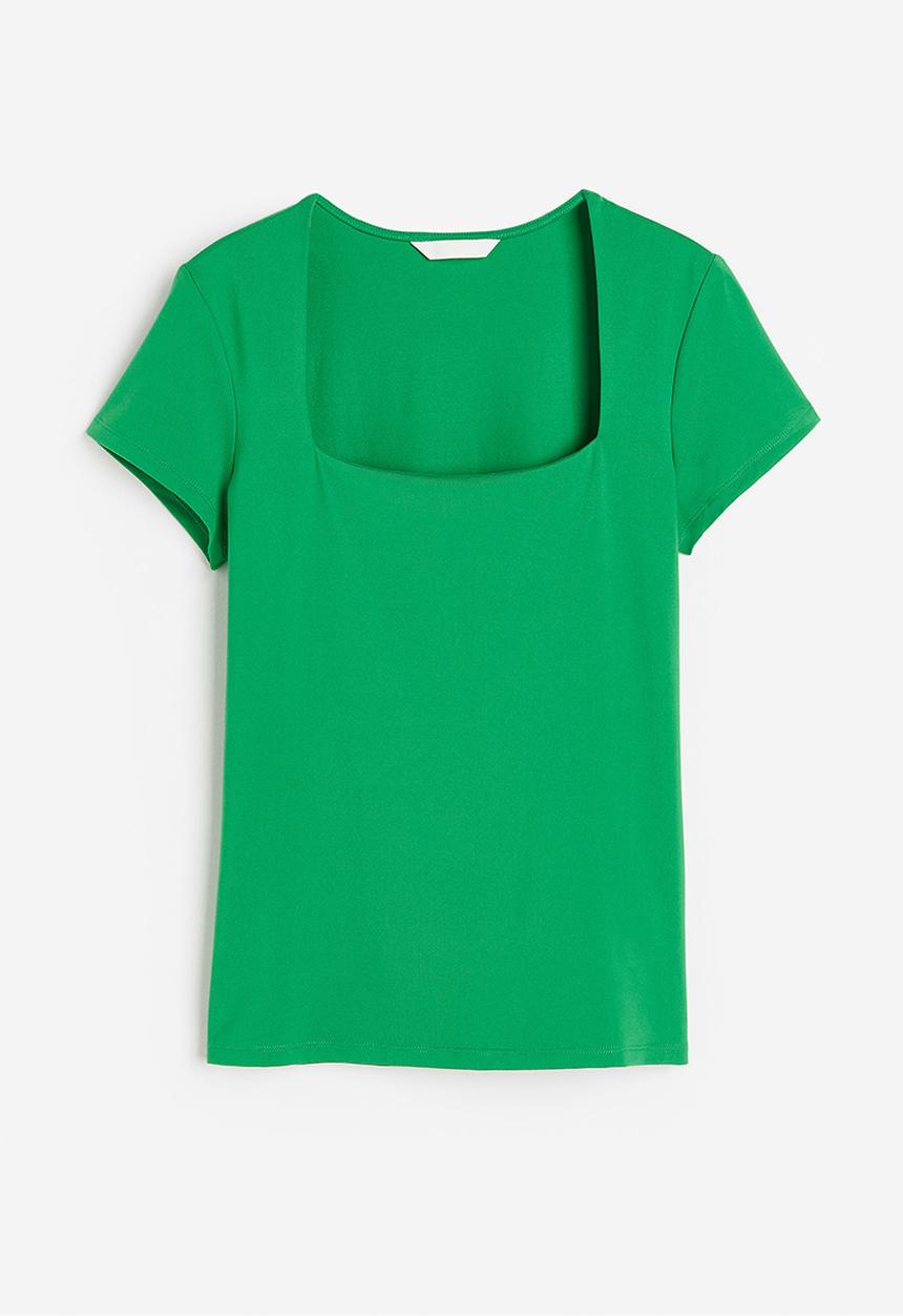 H&M - Square-neck top - green