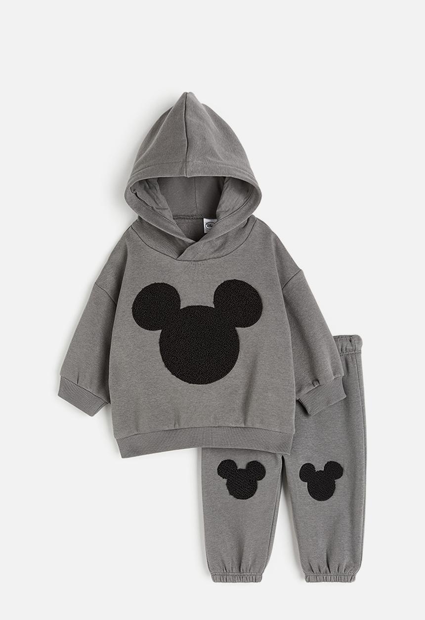 H&M - 2-piece printed sweatshirt set - grey & multi