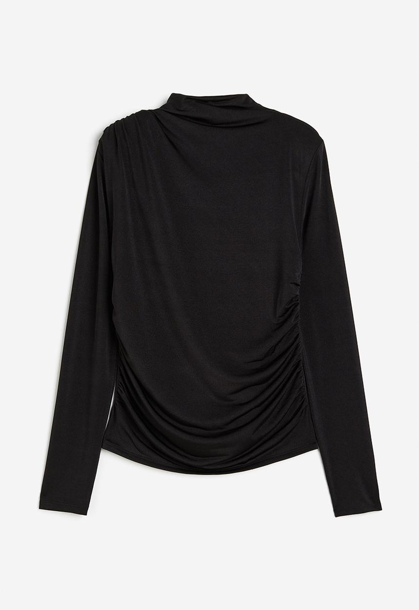 H&M - Draped turtleneck top - black
