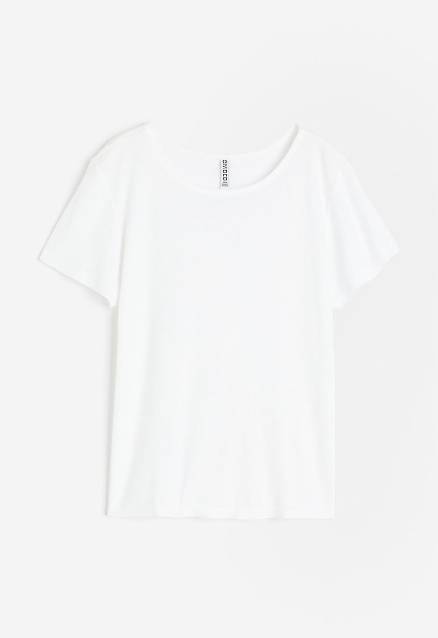 H&M - Ribbed t-shirt - white