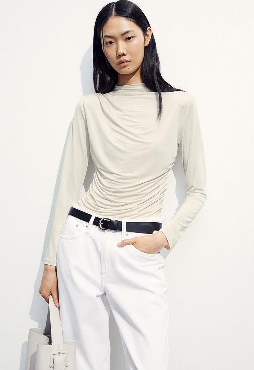 H&M - Draped turtleneck top - beige