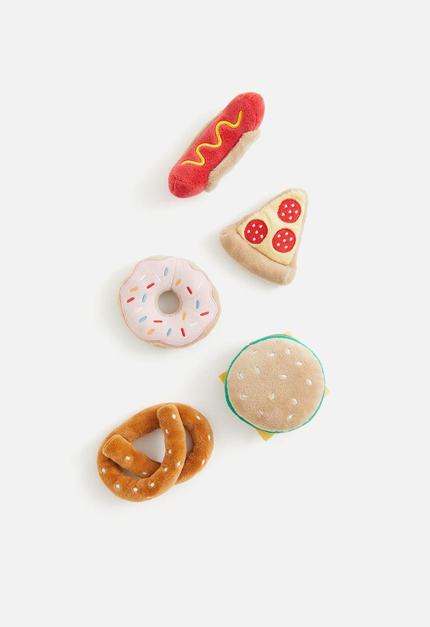 H&M - 5-pack street food soft toys - beige,multi