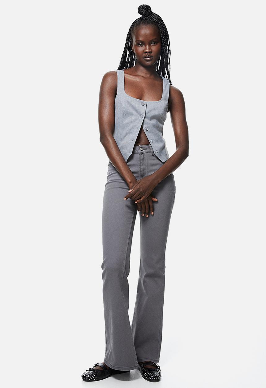 H&M - Flared twill trousers - grey