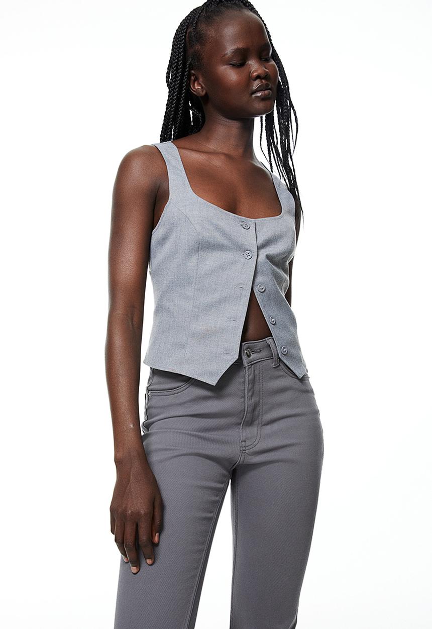 H&M - Flared twill trousers - grey