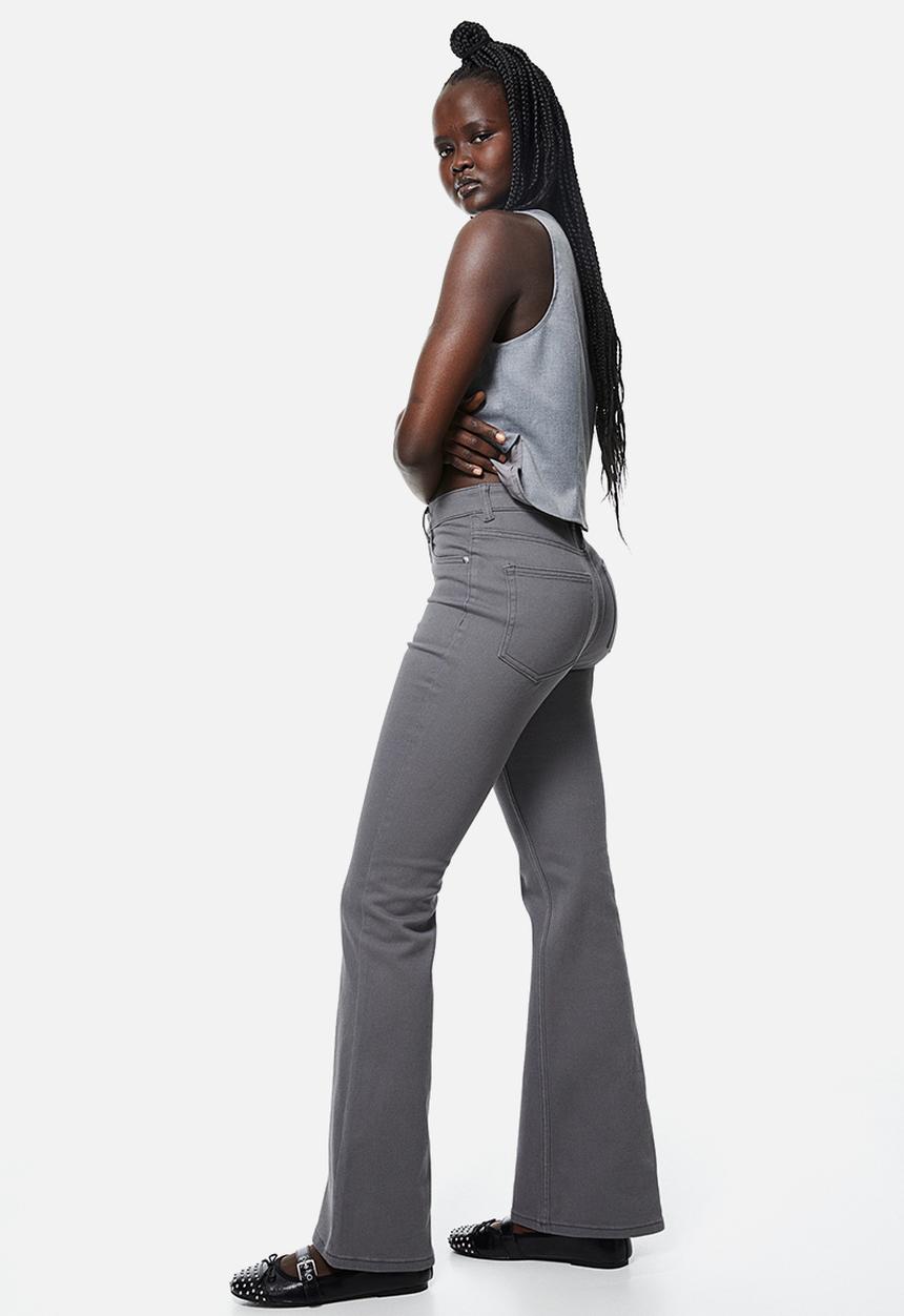 H&M - Flared twill trousers - grey