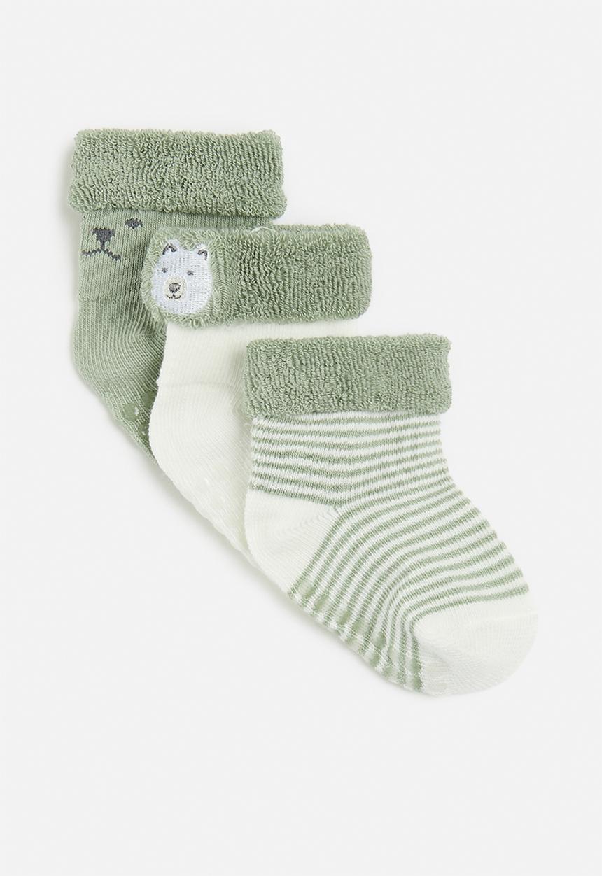 Cotton On - 3pk terry baby socks - deep sage