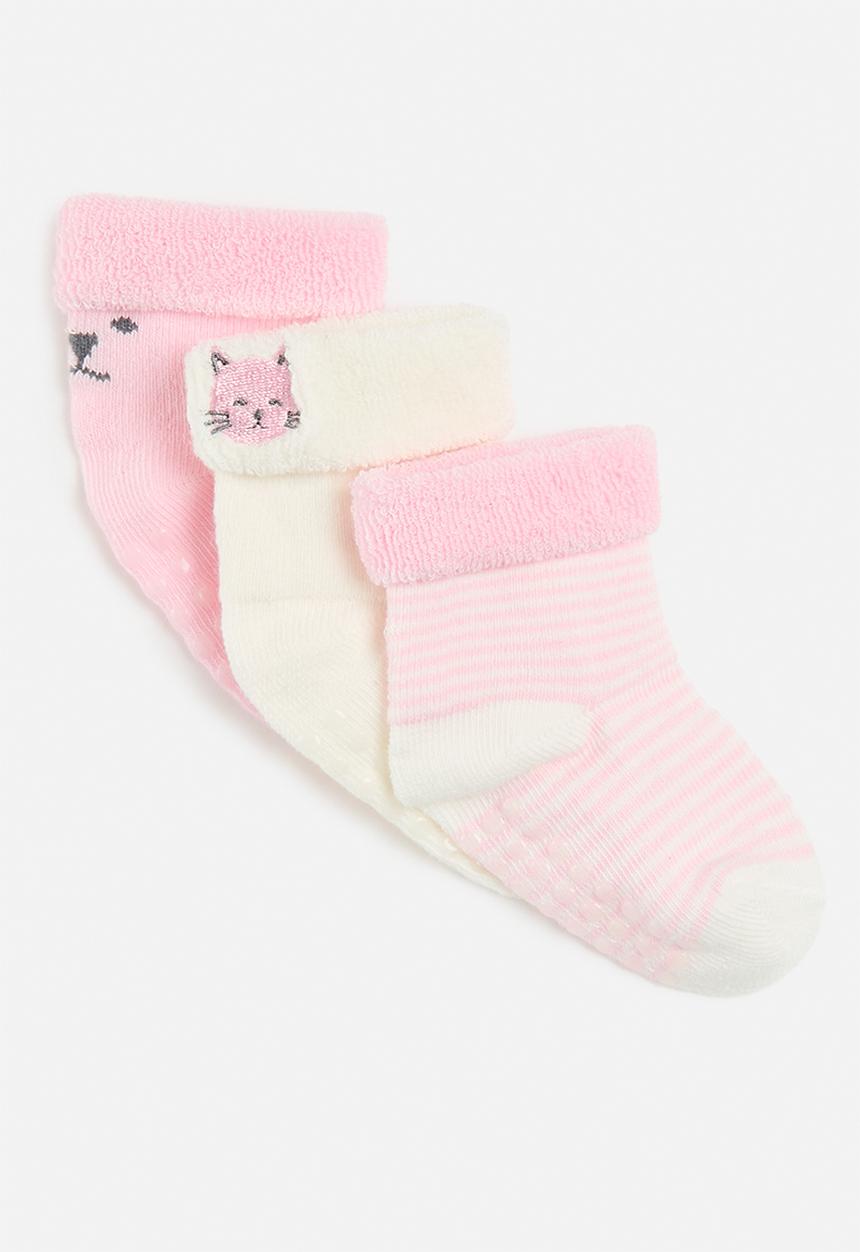 Cotton On - 3 Pack terry baby socks - blush pink