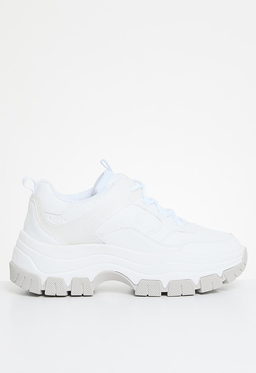 GUESS - Small peony embossed nappa sneaker - white