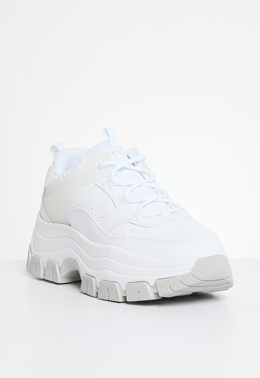 GUESS - Small peony embossed nappa sneaker - white