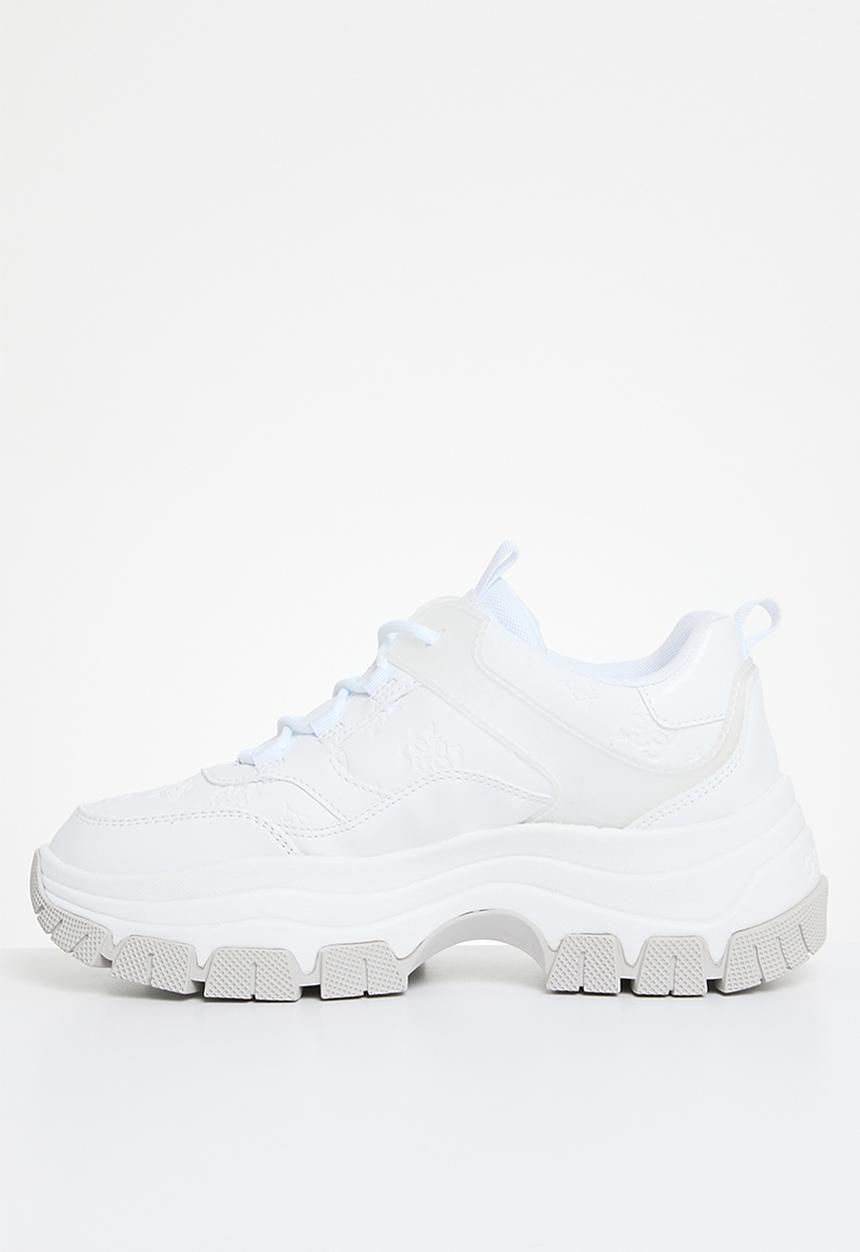 GUESS - Small peony embossed nappa sneaker - white