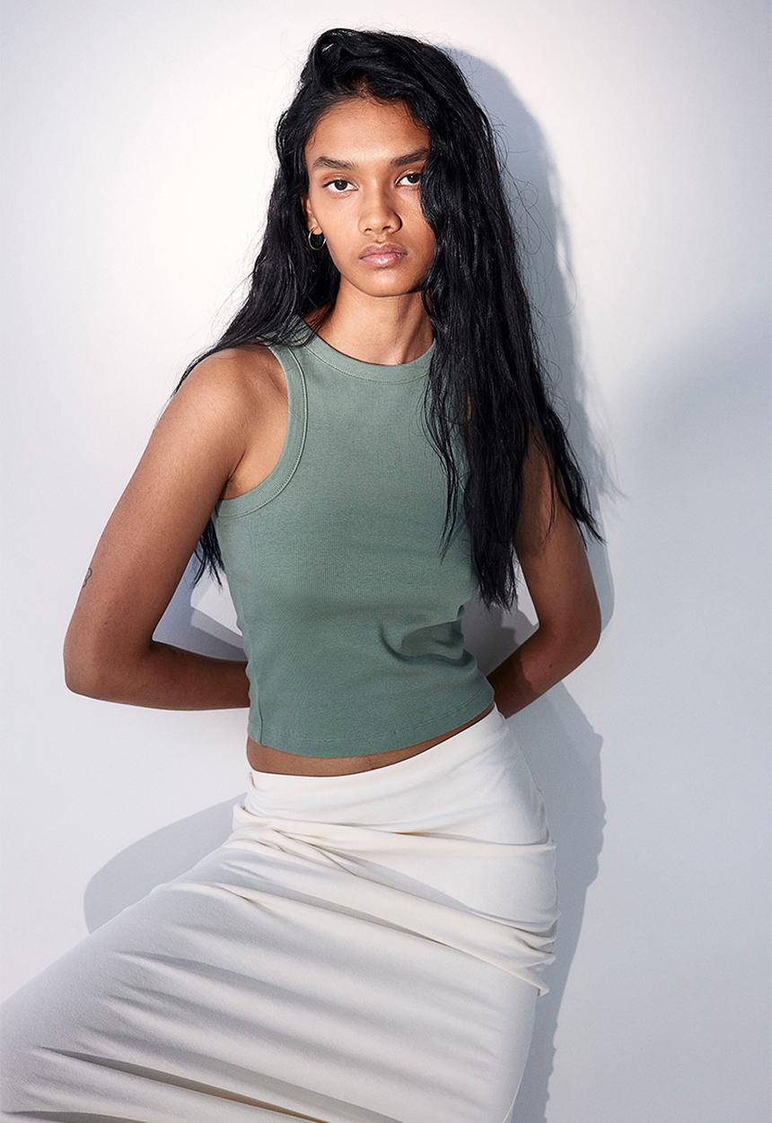 H&M - Ribbed vest top - green