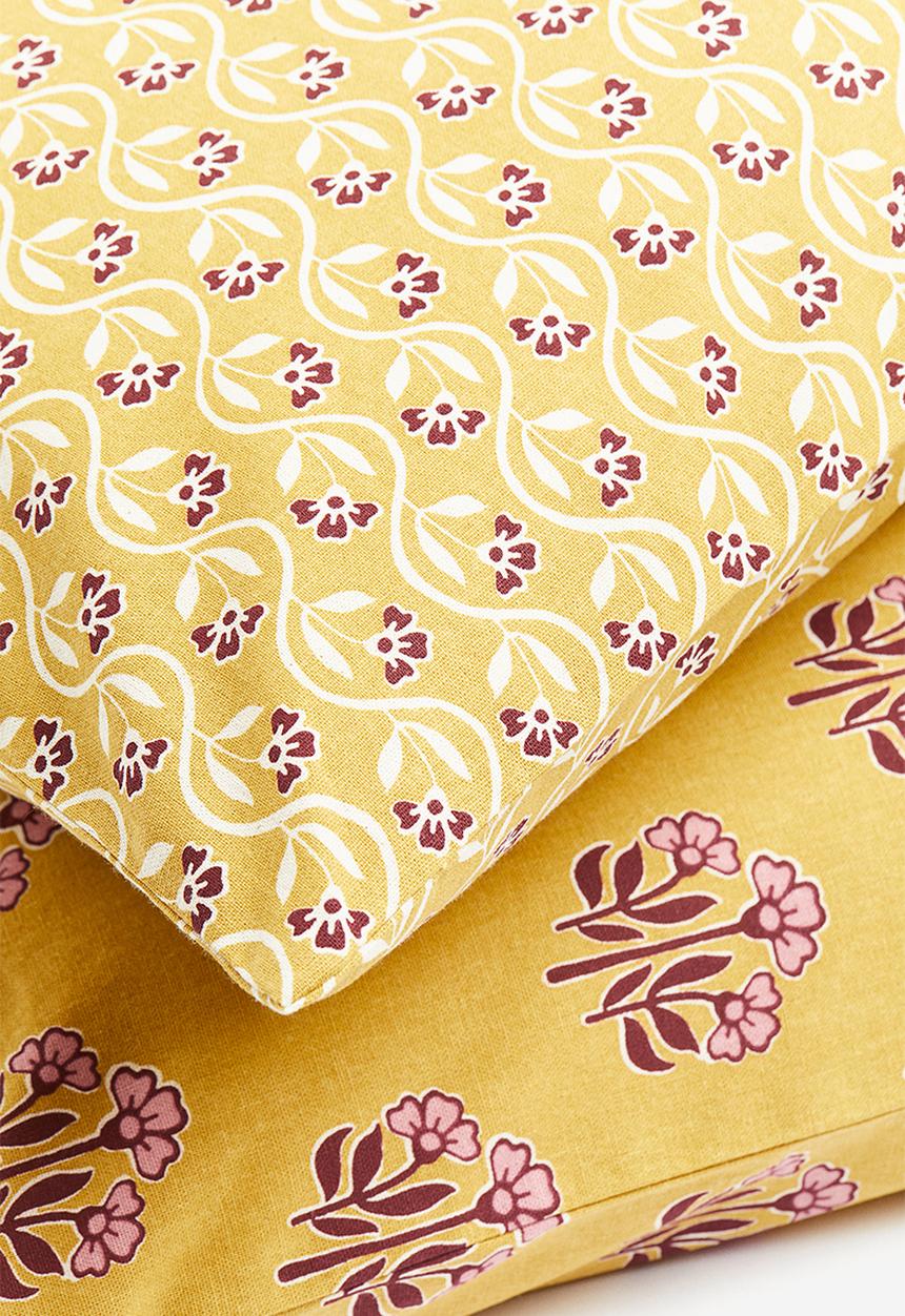 H&M - 2-pack printed cushion covers - yellow,multi