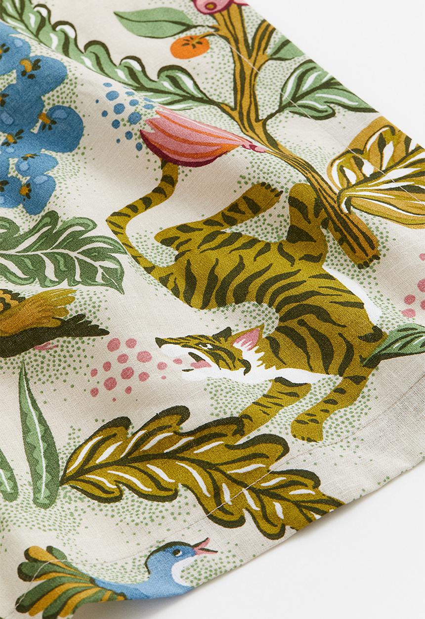 H&M - Linen-blend tablecloth - green,multi