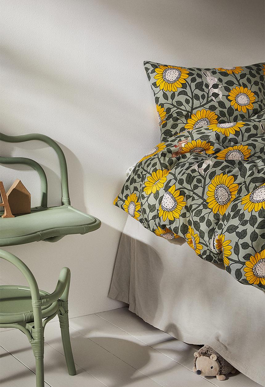 H&M - Patterned single duvet cover set - green,multi