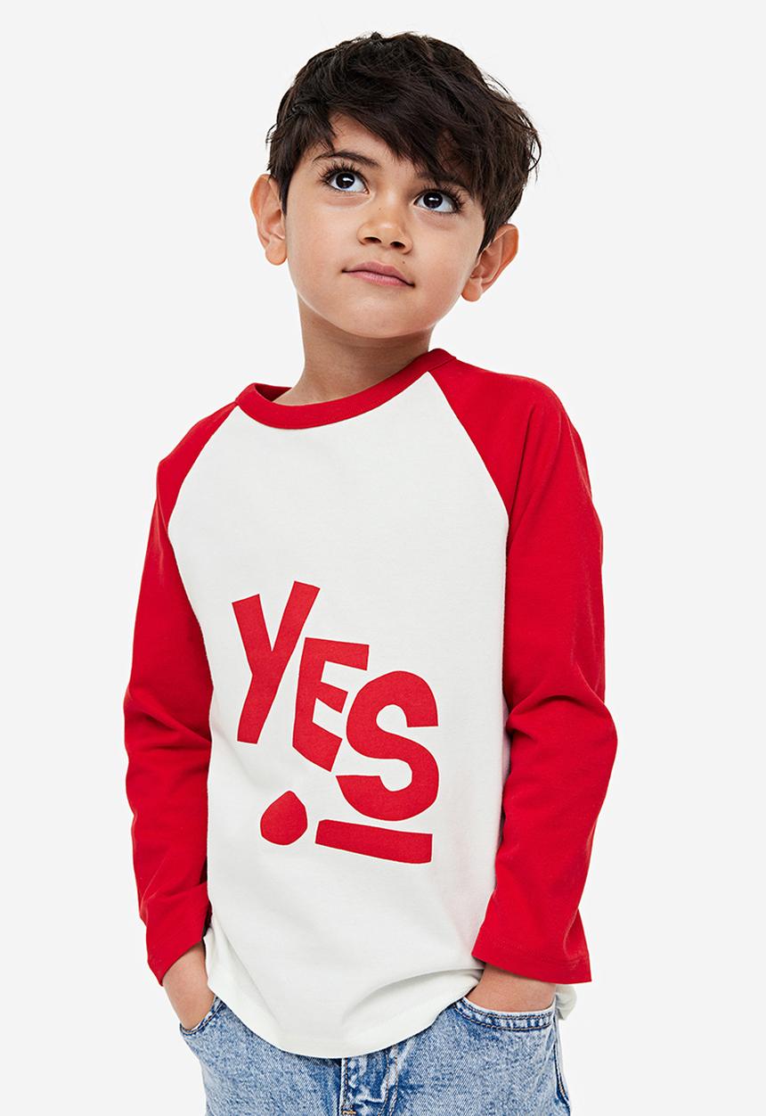 H&M - Long-sleeved raglan t-shirt - multi red,white