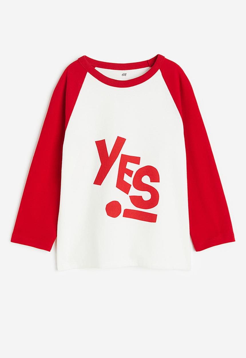 H&M - Long-sleeved raglan t-shirt - multi red,white