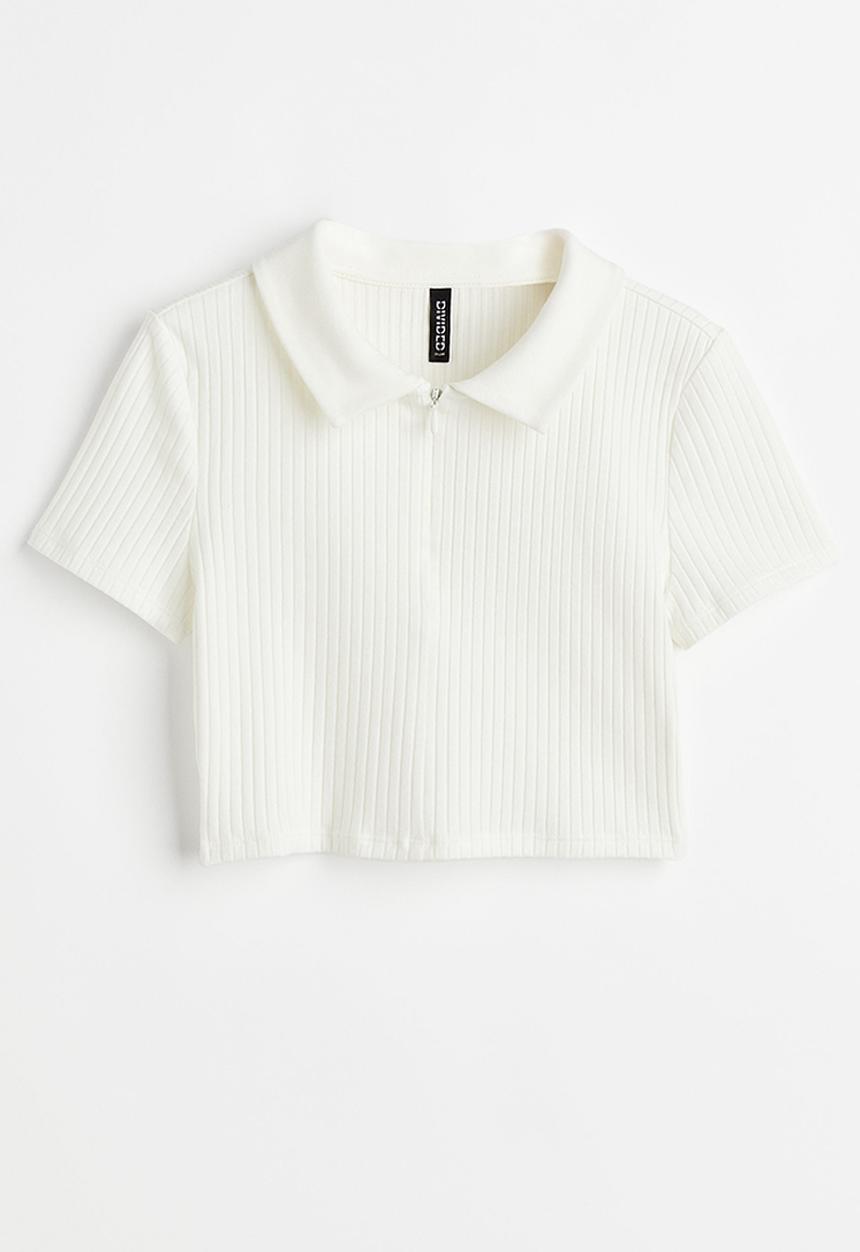 H&M - Zip-top cropped top - white
