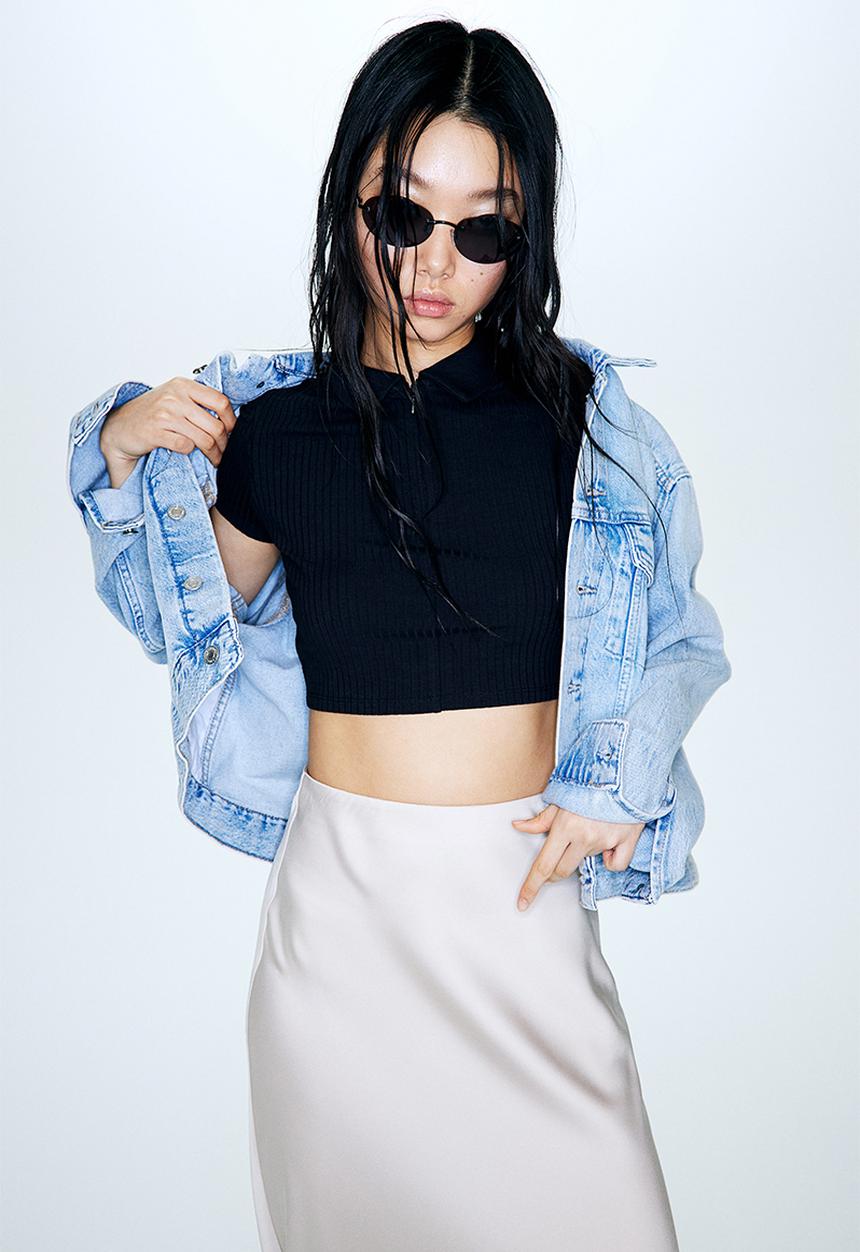 H&M - Zip-top cropped top - black