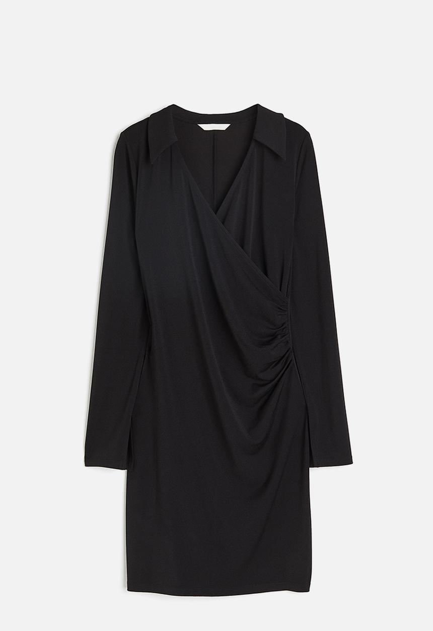H&M - Wrap shirt dress - black