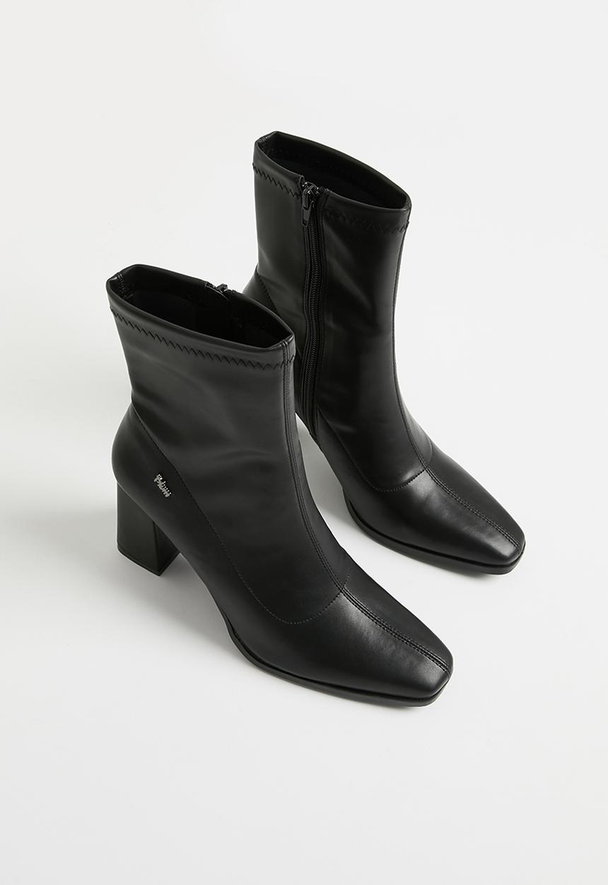 Plum - Juniper 2 block heel boot - black