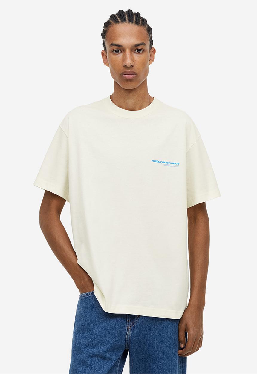 H&M - Loose fit printed t-shirt - beige