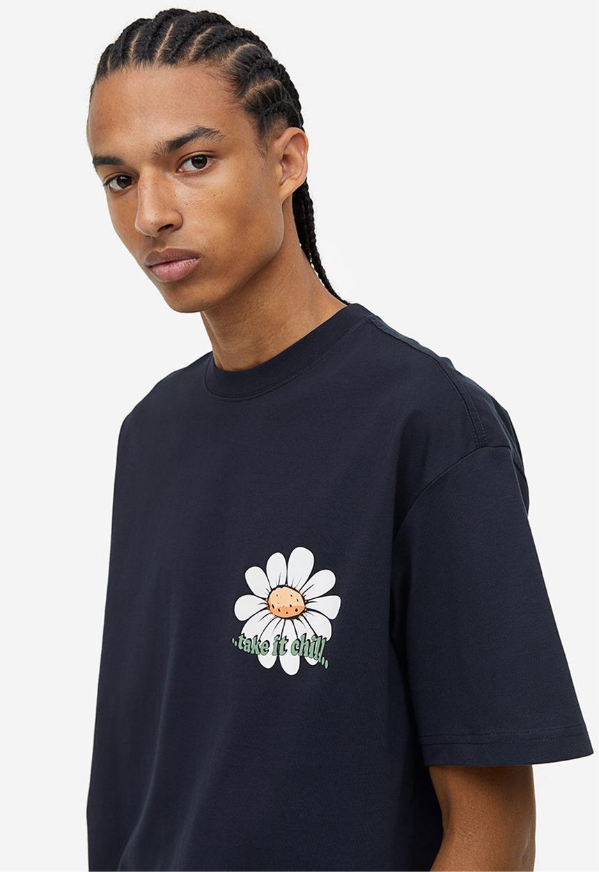 H&M - Loose fit printed t-shirt - black