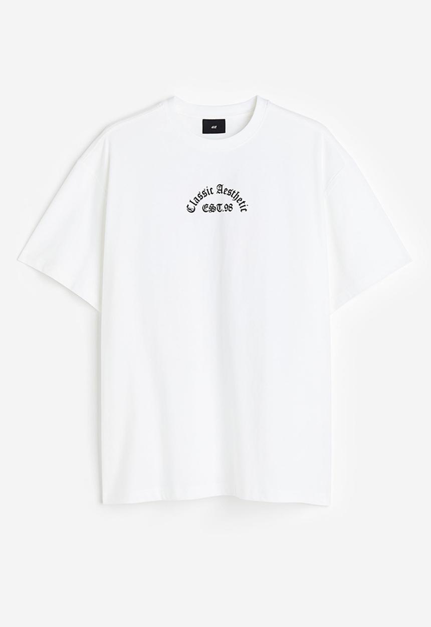 H&M - Loose fit printed t-shirt - white 