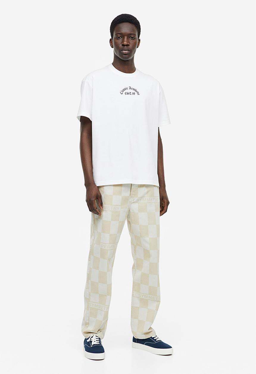 H&M - Loose fit printed t-shirt - white 