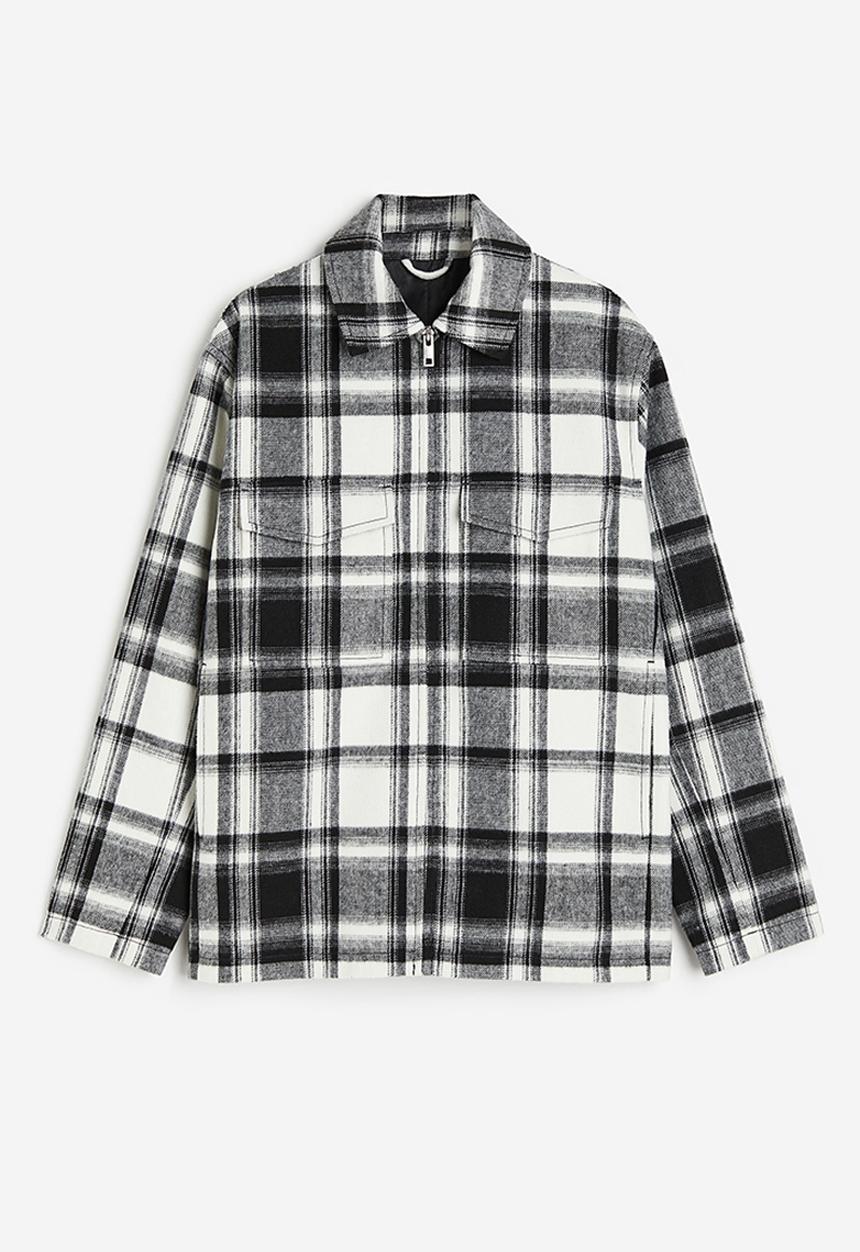 H&M - Regular fit shacket - black & white 