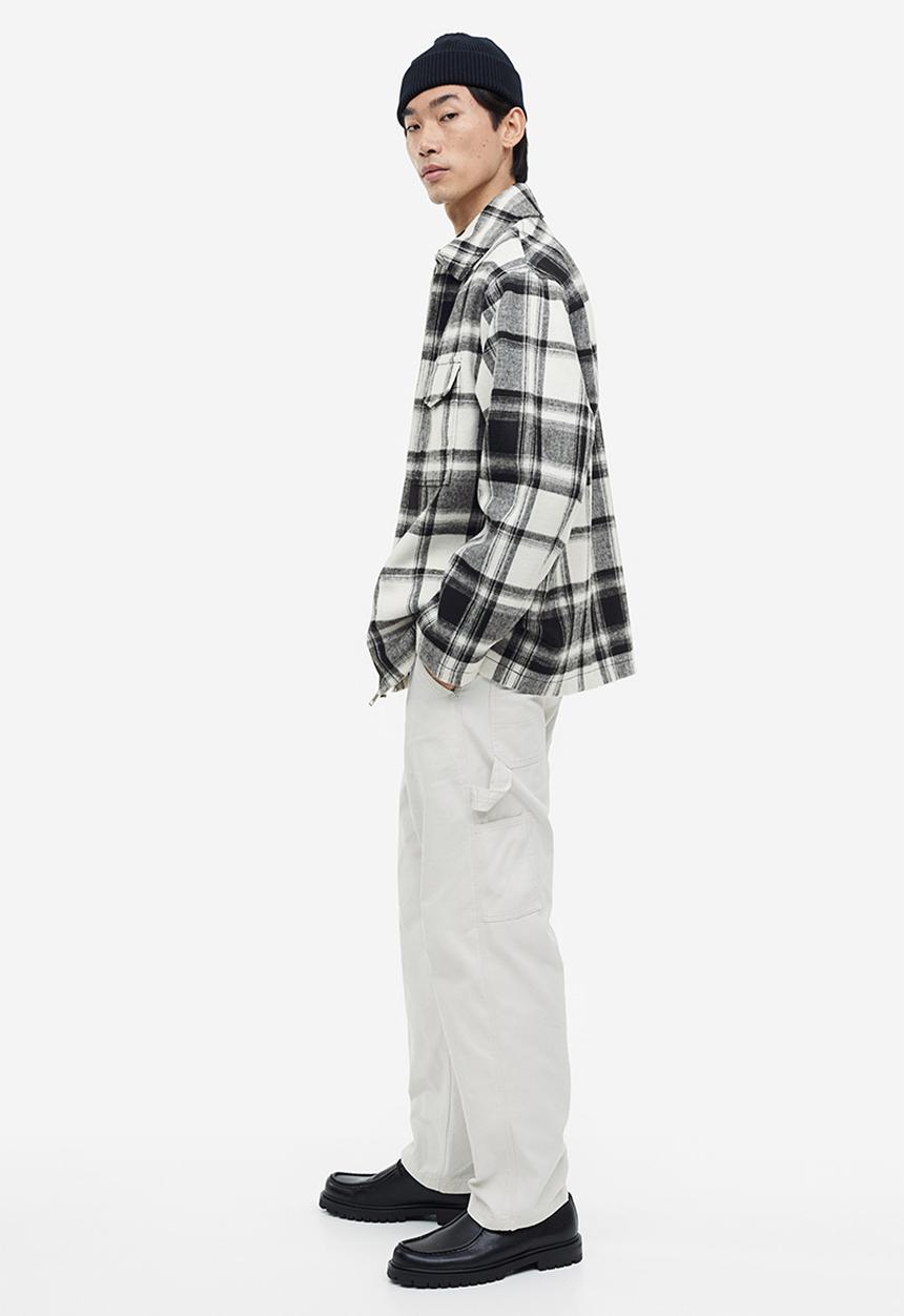H&M - Regular fit shacket - black & white 