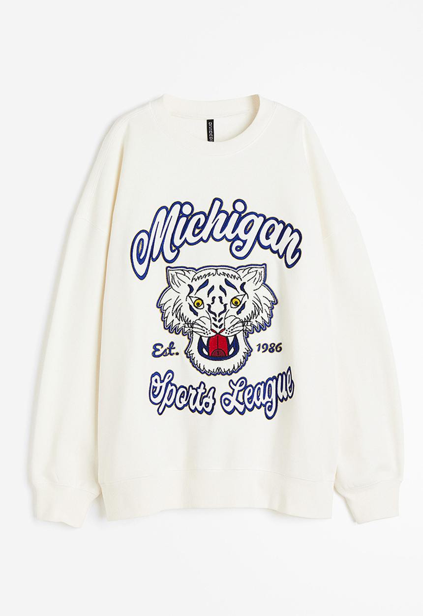 H&M - Oversized embroidered sweatshirt - white